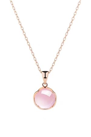 Pink Chalcedony Clavicle Necklace - Luxurious Unique Design, Versatile 2025 Fashion Accessory for Elegant Looks