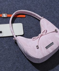 Pink Cotton Candy Crossbody Bag for Women - Niche Style Shoulder Handbag for Spring/Summer 2025, Trendy Underarm Design for Young Girls