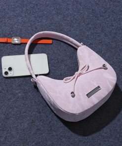 Pink Cotton Candy Crossbody Bag for Women - Niche Style Shoulder Handbag for Spring/Summer 2025, Trendy Underarm Design for Young Girls