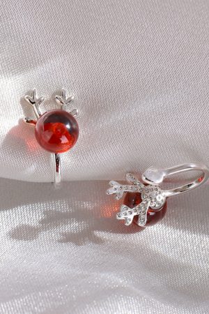 Pink Crystal Dragon Year Birthstone Stud Earrings for Women, Light Luxury Ear Clips, Trendy Accessories for Autumn and Winter 2025