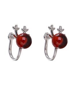 Pink Crystal Dragon Year Birthstone Stud Earrings for Women, Light Luxury Ear Clips, Trendy Accessories for Autumn and Winter 2025