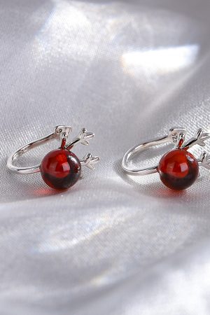 Pink Crystal Dragon Year Birthstone Stud Earrings for Women, Light Luxury Ear Clips, Trendy Accessories for Autumn and Winter 2025