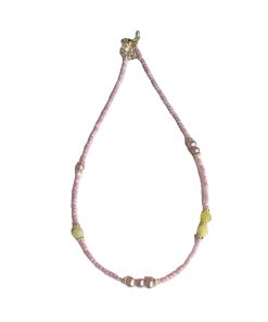 Pink Crystal Necklace for Women with Natural Freshwater Pearls and Turquoise Collarbone Chain - High-End Niche Jewelry Accessory