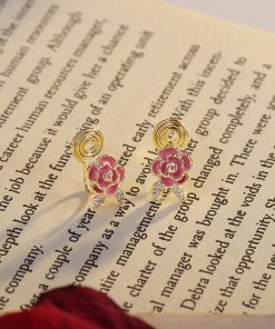 Pink Floral Clip-On Earrings for Women, 2025 Trendy Mosquito Coil Design, No Ear Holes, Elegant Fashion Accessories