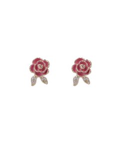 Pink Floral Clip-On Earrings for Women, 2025 Trendy Mosquito Coil Design, No Ear Holes, Elegant Fashion Accessories
