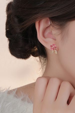 Pink Floral Clip-On Earrings for Women, 2025 Trendy Mosquito Coil Design, No Ear Holes, Elegant Fashion Accessories