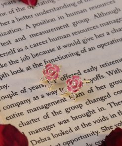 Pink Floral Clip-On Earrings for Women, 2025 Trendy Mosquito Coil Design, No Ear Holes, Elegant Fashion Accessories