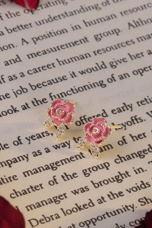 Pink Floral Clip-On Earrings for Women, 2025 Trendy Mosquito Coil Design, No Ear Holes, Elegant Fashion Accessories