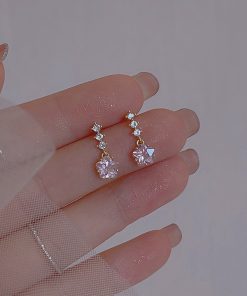 Pink Floral Stud Earrings - High-End Niche Design, Trendy 2025 Accessories for Sweet Temperament