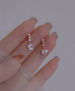 Pink Floral Stud Earrings - High-End Niche Design, Trendy 2025 Accessories for Sweet Temperament