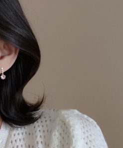 Pink Floral Stud Earrings - High-End Niche Design, Trendy 2025 Accessories for Sweet Temperament