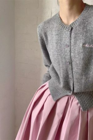 Pink High-Waisted Pleated A-Line Skirt for Women - Autumn 2025 Slimming Long Skirt, Trendy 90s Inspired Fashion