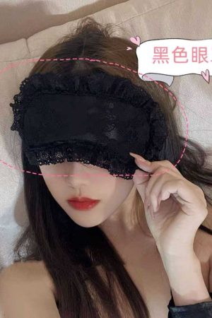 Pink Lace Eye Mask Set for Women - Light-Blocking Sleep Mask & Sexy Black Lace Handcuffs - Perfect for Sleep & Role Play