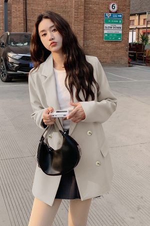 Pink Loose-Fit Casual Blazer for Women - Korean Style Age-Reducing Suit Jacket, Versatile for Spring and Autumn, Petite Sizes