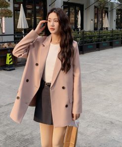 Pink Loose-Fit Casual Blazer for Women - Korean Style Age-Reducing Suit Jacket, Versatile for Spring and Autumn, Petite Sizes