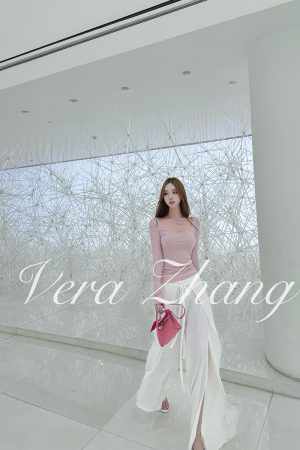 Pink Mist Long Sleeve T-Shirt for Women, Wide Leg Skirt Pants, Fairy Style Casual Outfit, Trendy Y2K Fashion