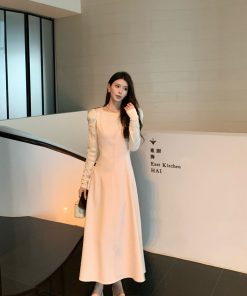 Pink V-neck Sleeveless Vest Dress for Women, Waist-Defined A-line Long Skirt, Elegant Spring Fashion, High-End Feel, 90s Inspired