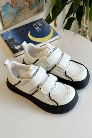 Pink Velcro Training Board Shoes for Women - Cute Quirky Korean Style, Big-Headed Design, Trendy Autumn Footwear