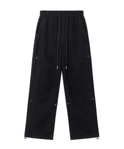 Pink Wide-Leg Cargo Pants for Women - Loose Drape, Spliced Design, Casual American Style, Trendy Versatile Fashion