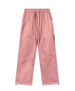 Pink Wide-Leg Cargo Pants for Women - Loose Drape, Spliced Design, Casual American Style, Trendy Versatile Fashion