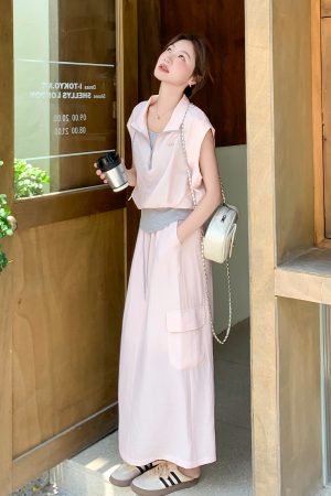 Pink Workwear Skirt Set for Women - 2025 Summer Two-Piece Outfit with Unique Design, Trendy and Stylish for Modern Fashionistas