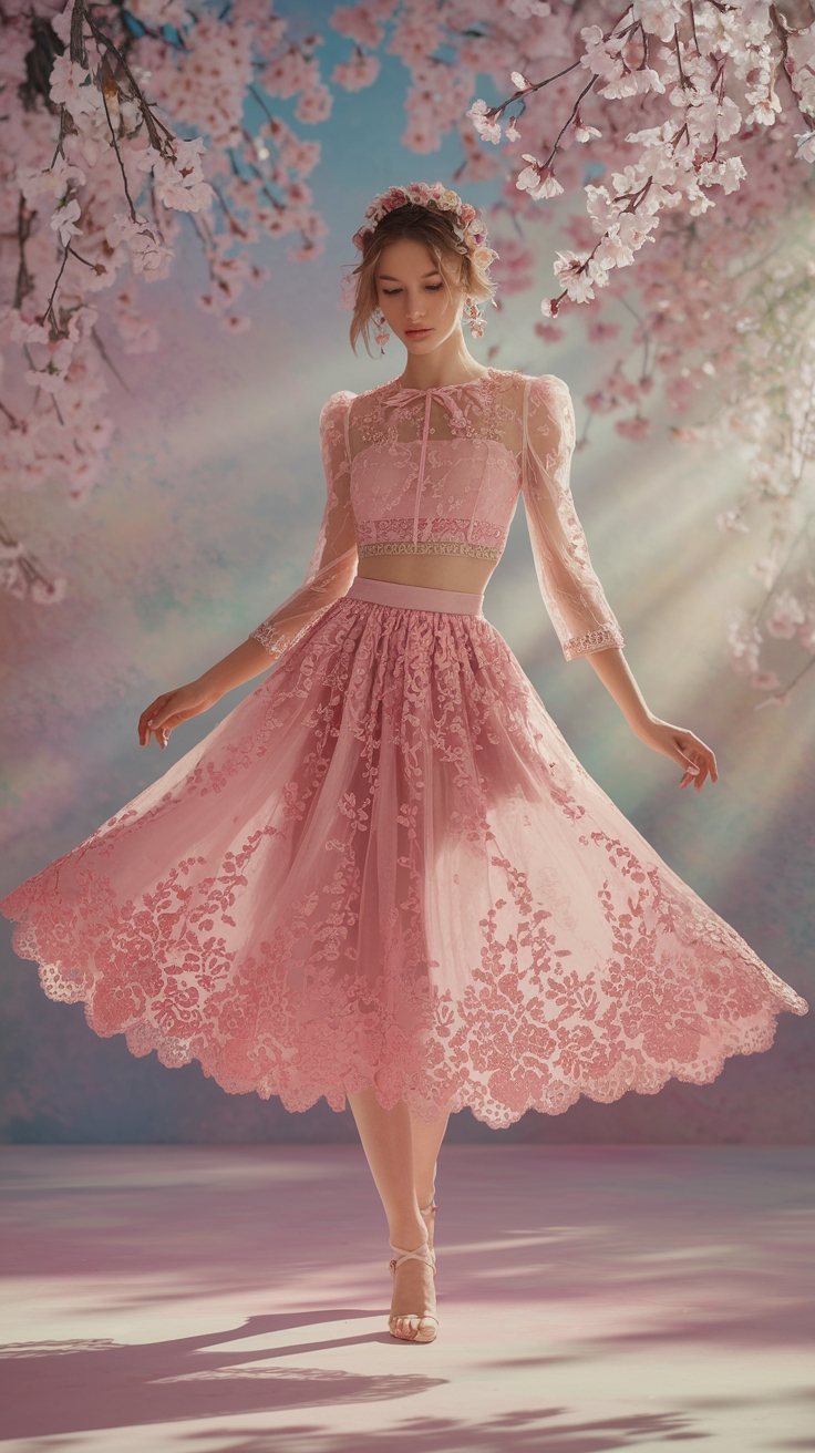 Trendy Pink Lace Skirt Outfit Ideas for Every Occasion outfit idea