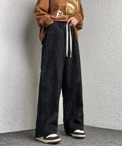 Pinstripe Pants Outfit Aesthetic, Cute Outfits For Blondes - Casual Corduroy Pants