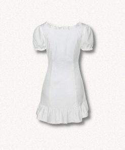 Pinstripe Pants Outfit Aesthetic, White And Pink Skirt Outfit - Soft Girl Lace Up Mini Dress