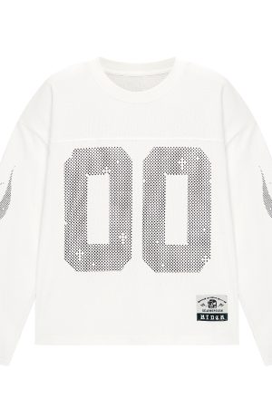Pixel Jersey Retro Print Heavyweight Oversized Knitted Short Sleeve Round Neck Sweatshirt - Y2K Inspired Fashion Essential