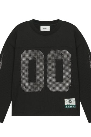 Pixel Jersey Retro Print Heavyweight Oversized Knitted Short Sleeve Round Neck Sweatshirt - Y2K Inspired Fashion Essential