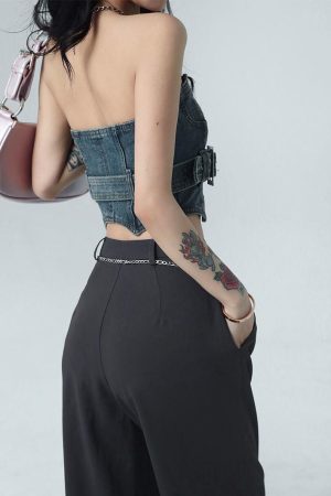 Pj Day Inspo, Princess Polly Pjs - Cowgirl Crop Denim Tube Top