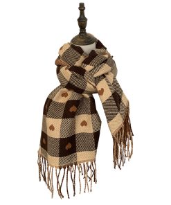 Plaid Khaki Cashmere-Like Scarf for Women, 2025 Winter Style, Versatile Korean-Inspired Shawl Neck Wrap