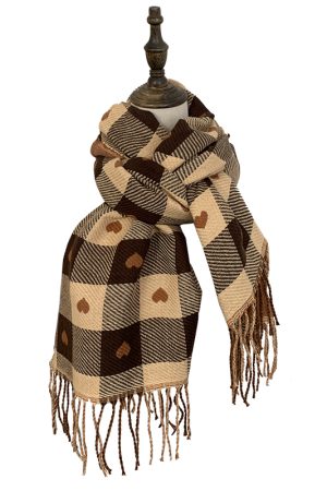 Plaid Khaki Cashmere-Like Scarf for Women, 2025 Winter Style, Versatile Korean-Inspired Shawl Neck Wrap