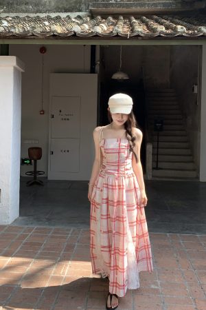 Plaid Patchwork Lace Strapless Dress for Women with Detachable Straps & Waist Cinching - Y2K Inspired Fashion