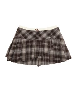 Plaid Pleated Skirt for Women - Vintage Woolen Short Skirt for Autumn/Winter 2025, Retro 90s Style Fashion