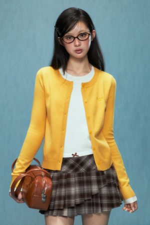 Plaid Pleated Skirt for Women - Vintage Woolen Short Skirt for Autumn/Winter 2025, Retro 90s Style Fashion