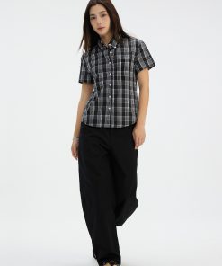 Plaid Slim-Fit Short Sleeve Shirt - American Vintage Casual Lightweight Summer Top for Men