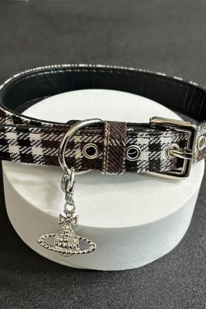 Plaid Star Chain Red Choker Collar Y2K Necklace - Cool Subculture Accessory for Trendy Girls