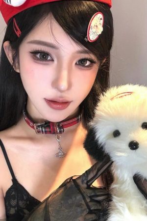 Plaid Star Chain Red Choker Collar Y2K Necklace - Cool Subculture Accessory for Trendy Girls