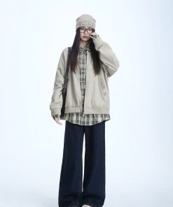 Plaid Two-Piece Jacket for Women - American Retro Style, 2025 Spring Collection, High-End Casual Fashion