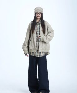 Plaid Two-Piece Jacket for Women - American Retro Style, 2025 Spring Collection, High-End Casual Fashion