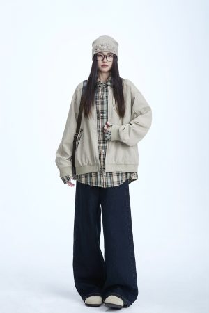 Plaid Two-Piece Jacket for Women - American Retro Style, 2025 Spring Collection, High-End Casual Fashion