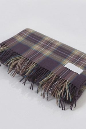 Plaid Wool Blend Scarf in Soft Candy Strawberry - IAC Korean Style Fashion Accessory