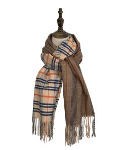 Plaid Yellow Knitted Scarf for Women - New Korean Style Winter 2025, Versatile Warm Shawl and Niche Neck Warmer for Students