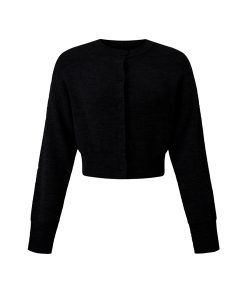 Plain Color Wool Blend Round Neck Knitted Cardigan Sweater Top for Women - Stylish Autumn Winter Short Jacket