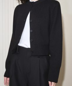 Plain Color Wool Blend Round Neck Knitted Cardigan Sweater Top for Women - Stylish Autumn Winter Short Jacket