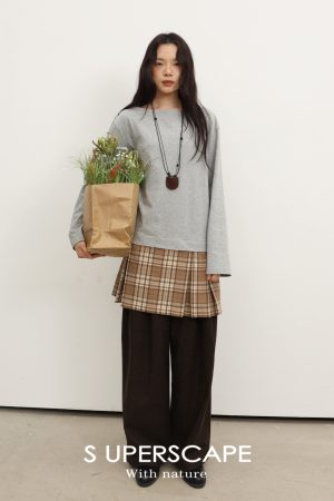 Plain High-Waist Woolen Double-Pleat Wide-Leg Loose-Fitting Long Pants for Effortless Style