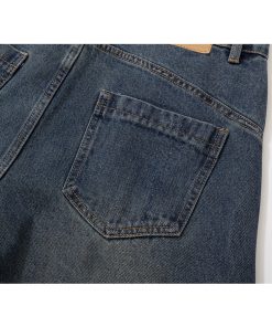 Pleated Curved Blade Vintage Wide-Leg Jeans with Natural Cat Whiskers and Banana Scythe Design - Y2K Fashion Statement Pants