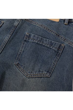 Pleated Curved Blade Vintage Wide-Leg Jeans with Natural Cat Whiskers and Banana Scythe Design - Y2K Fashion Statement Pants