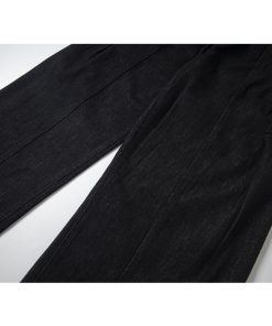 Pleated Original Denim Wide-Leg Curved Blade Jeans with Double Side Seam â€“ Trendy Vintage-Inspired Fashion for Effortless Style